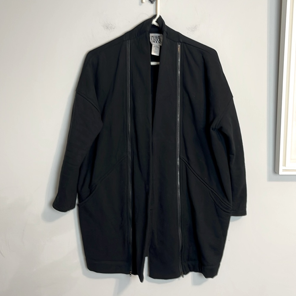 Prairie underground black long open front comfy cardigan size medium